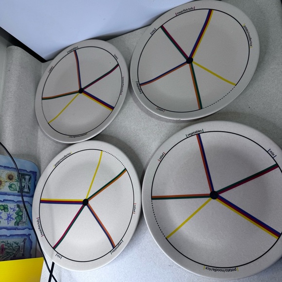 ETE Portion Control Plates Hard to Find Bamboo Fiber Dinner Plate Set of 4 - Picture 1 of 6